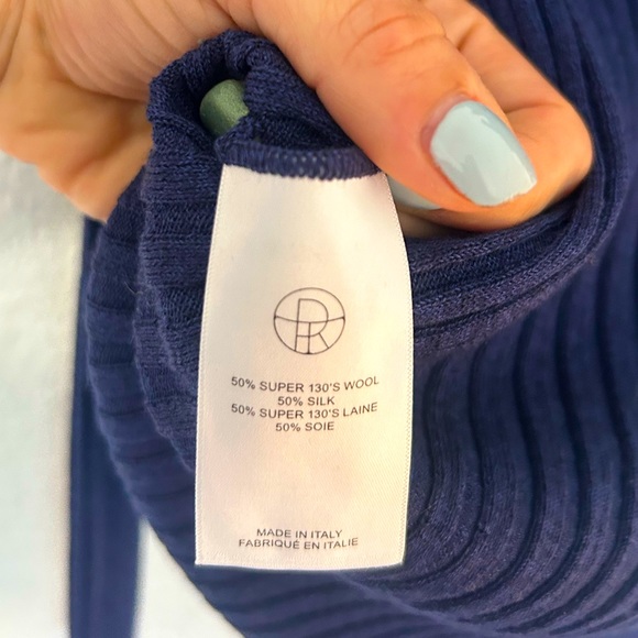 The Row Navy Blue Cashmere Wool Silk Sweater with Scarf - Picture 3 of 5